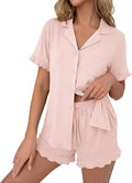 Pajamas Set for Women Button Down Pjs Lounge Sets Ruffle Sleepwear